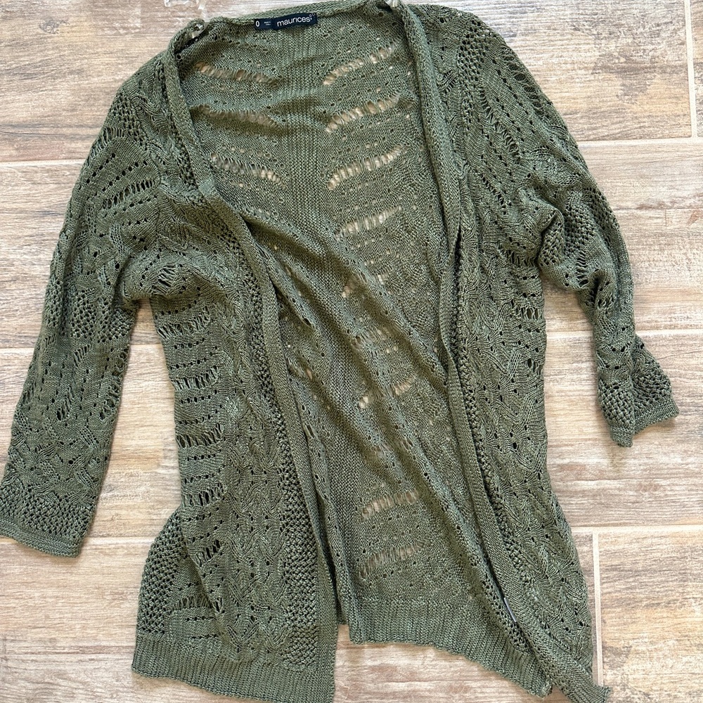 Maurices Olive Green Open-Knit Sweater
